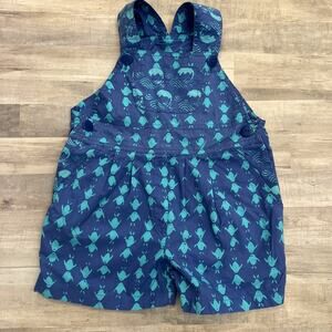 Vintage Blue Ginger Maui Ocean Fish Shortalls Kids Boy‎ Girl Size 4 Tropical